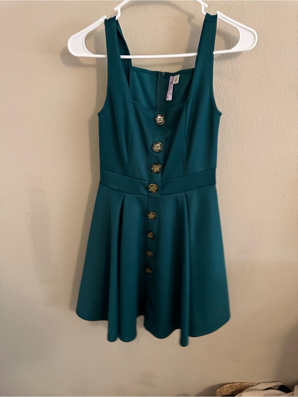 Girls Teal Button-Down Sleeveless A-Line Dress